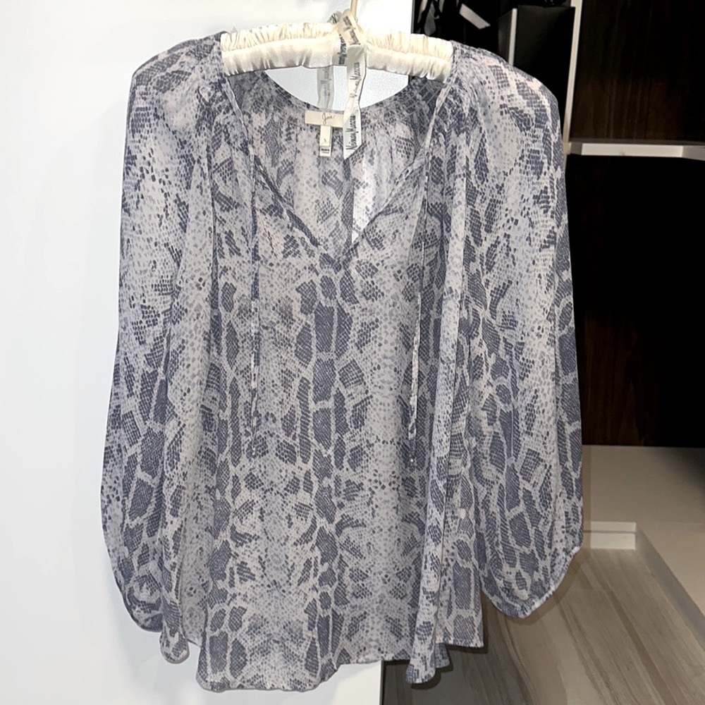 JOIE NAVY BLUE SNAKE PRINT TOP SMALL